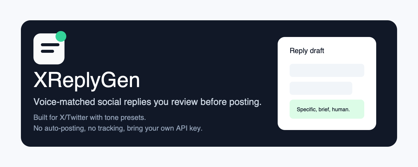 XReplyGen Chrome Web Store preview